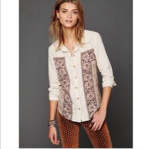 Free People Born Free Bandana Button Down Shirt